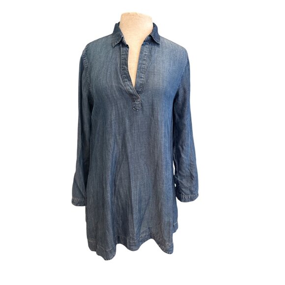Cloth & Stone Womens Medium Denim Tunic Top With Long Sleeves & Collar - Picture 1 of 7